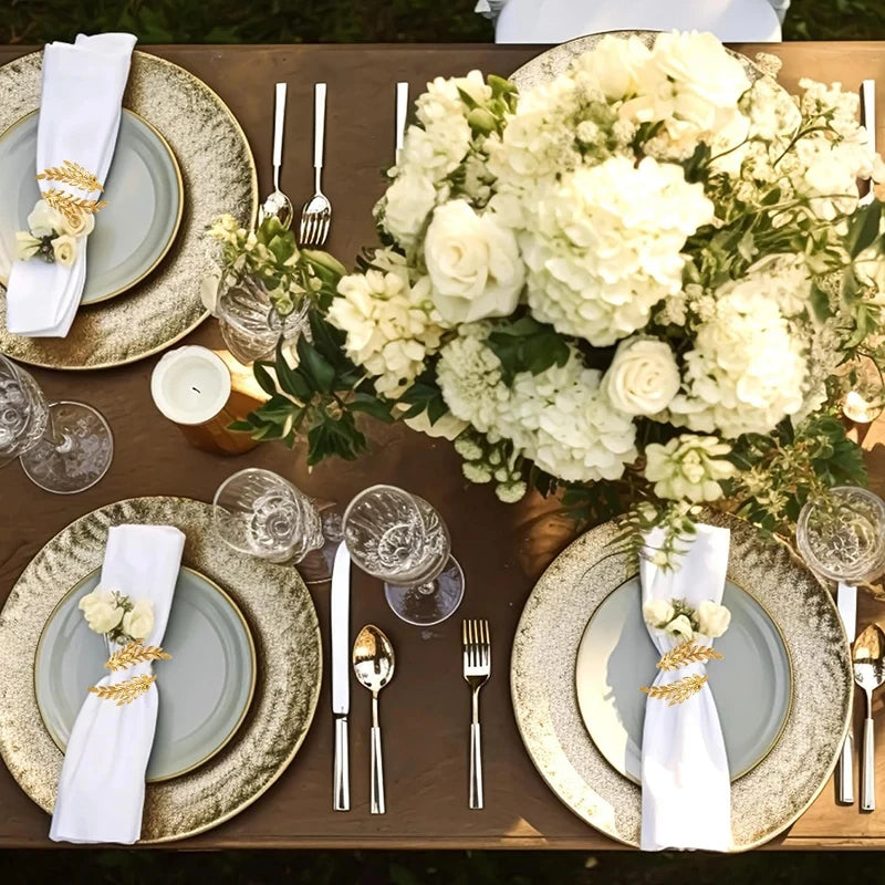 Gold Leaf Napkin Ring Buckles for Wedding Birthday Party Dinnig Table Decoration Christmas Thanksgiving Napkin Holder 1/6/12p