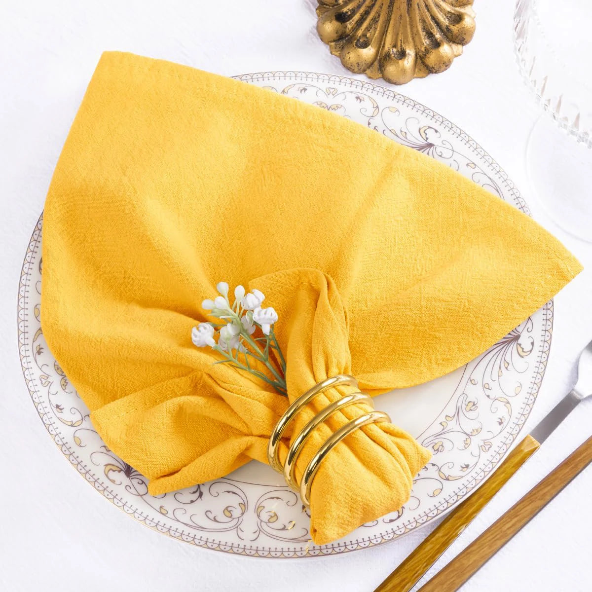 4PCS Cream Napkins 100% Cotton Cloth Napkins Dinner Table Napkins Serviettes Soft Washable Reusable Weddings Parties Restaurant