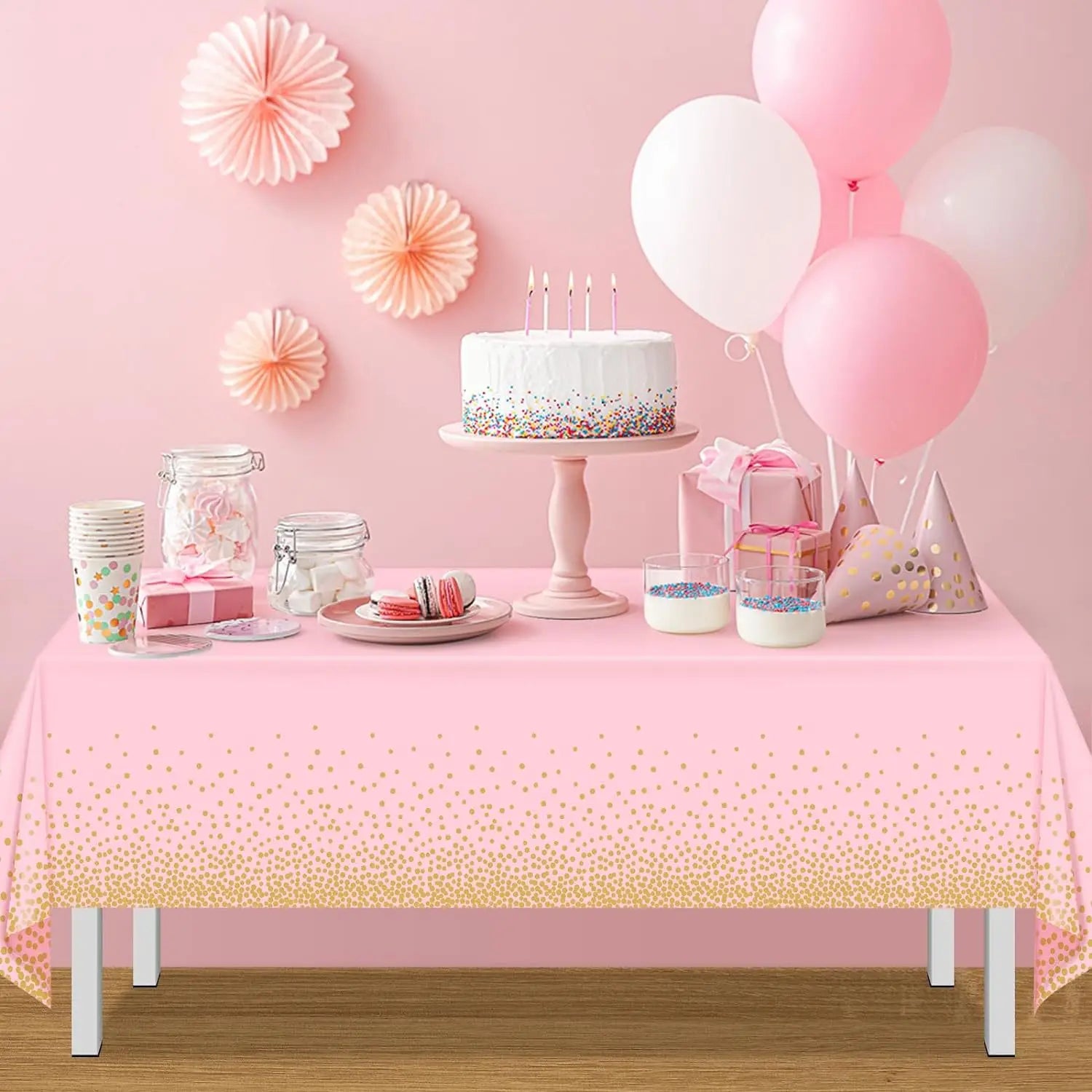 Elegant Dot Disposable Tablecloth, 137 x 274cm - Ideal for Birthday Parties Weddings Youngsters Showers and Special Occasions