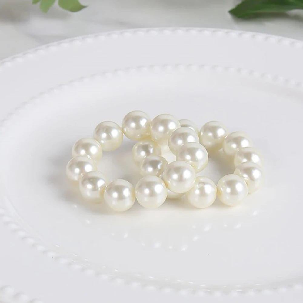 6/12 Pearl Napkin Rings Napkin Ring Holder Imitation Beaded Napkin Rings Elegant for Wedding Party Christmas Table Decoration
