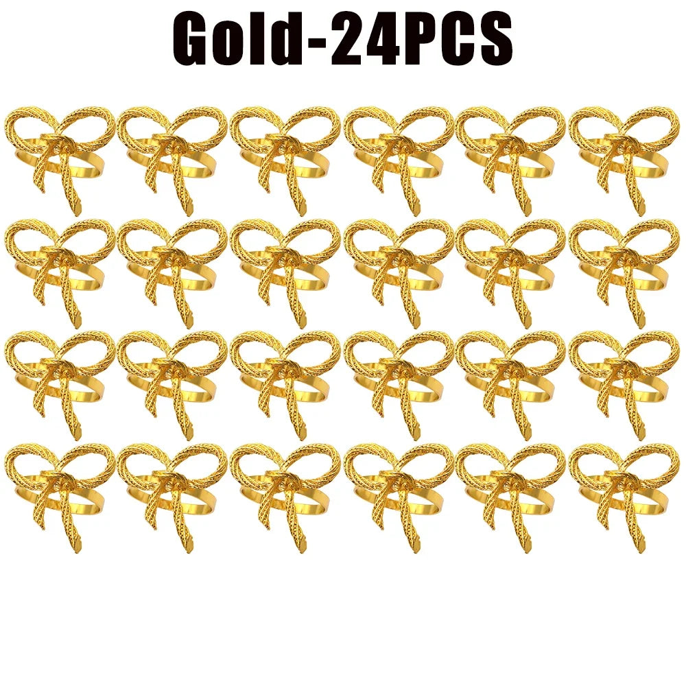 Alloy Bow Tie Napkin Rings Elegant Table Decor for Wedding Banquet Dinner Parties Reusable Metal Holders Gatherings Accessories