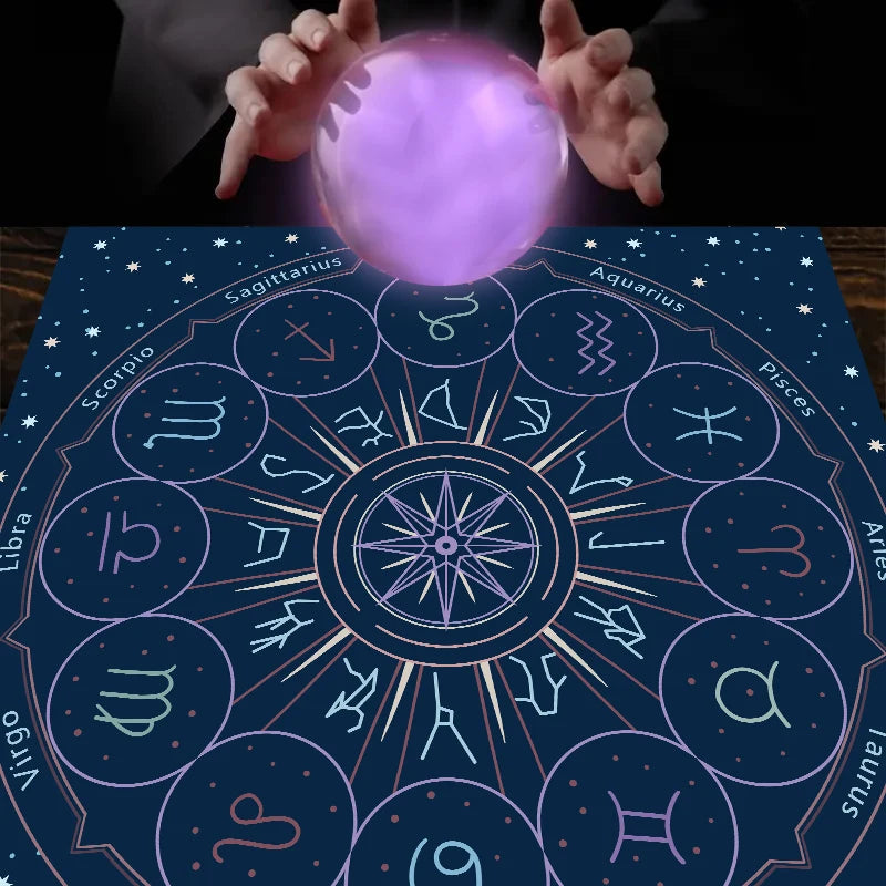 1pc Tarot card tablecloth, twelve constellations divination, starry sky altar cloth, Tarot card game decoration tablecloth