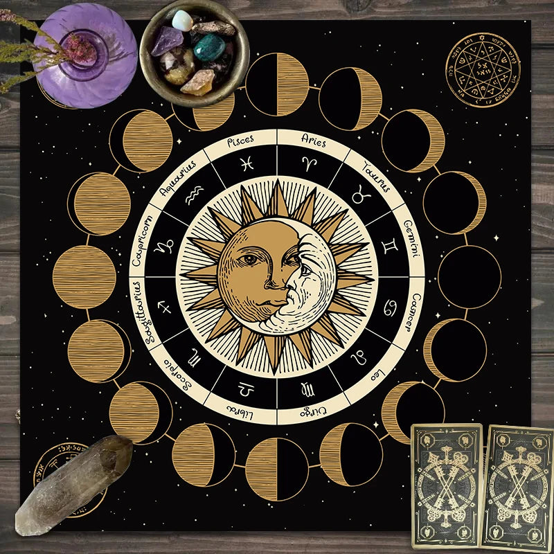 1pc Tarot card tablecloth, twelve constellations divination, starry sky altar cloth, Tarot card game decoration tablecloth