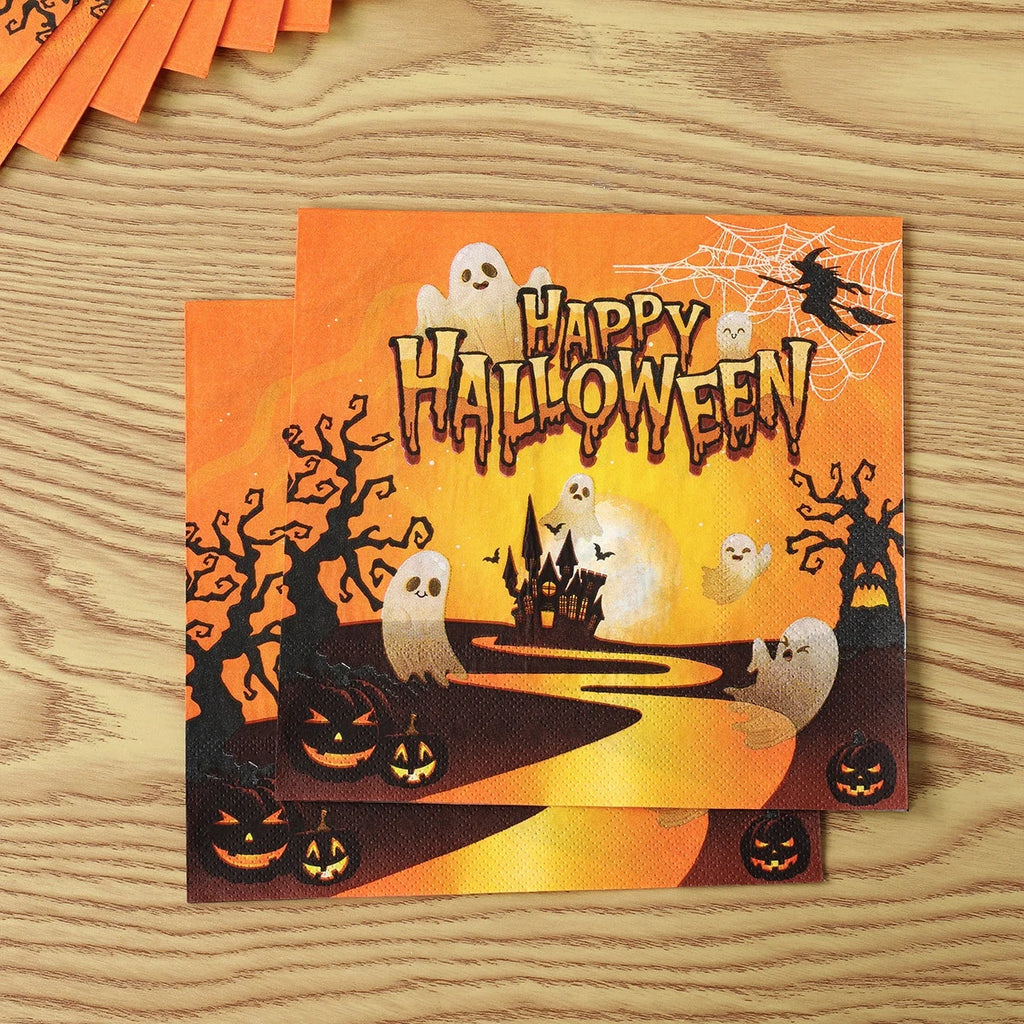 Halloween Them Party Decoration Set Halloween Pumpkins Tableware for Festival Paper Tableware Plate Napkin Towel Tissue Cup 2025