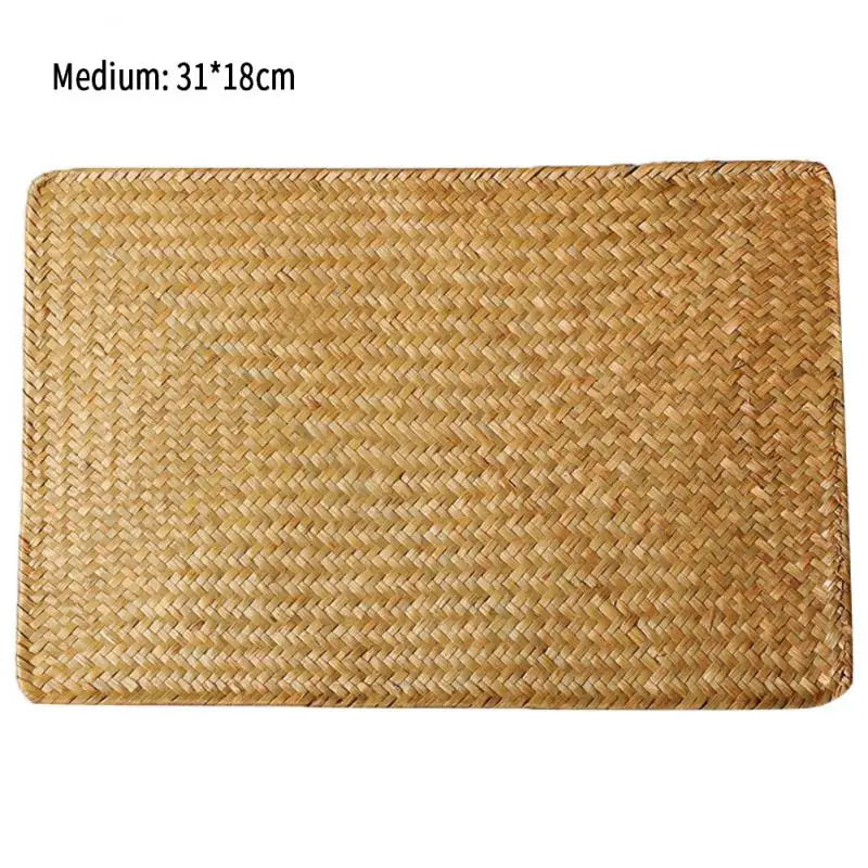 Natural Seagrass Place Table Woven Vinyl Individual Placemats For Table Non-Slip Kitchen Tableware Drink Cup Coaster Hoilday Dec