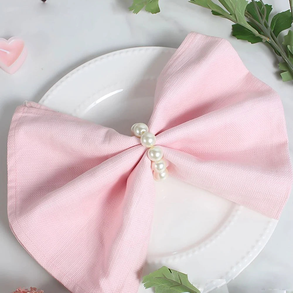 6/12 Pearl Napkin Rings Napkin Ring Holder Imitation Beaded Napkin Rings Elegant for Wedding Party Christmas Table Decoration