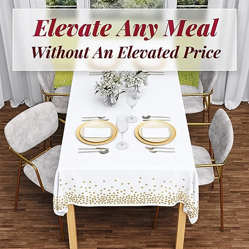 Elegant Dot Disposable Tablecloth, 137 x 274cm - Ideal for Birthday Parties Weddings Youngsters Showers and Special Occasions