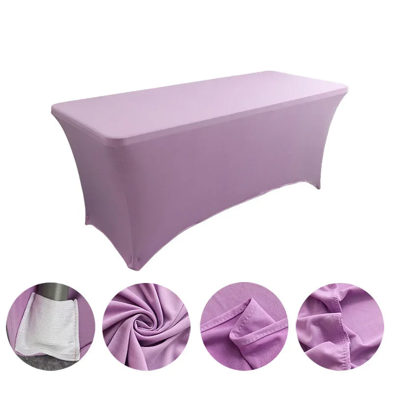 6FT 8FTSpandex Tablecloth High Stretch Wedding Hotel Birthday Table Cover for 4ft 5ft 6ft 8ft Folding Table Cocktail Tablecloth