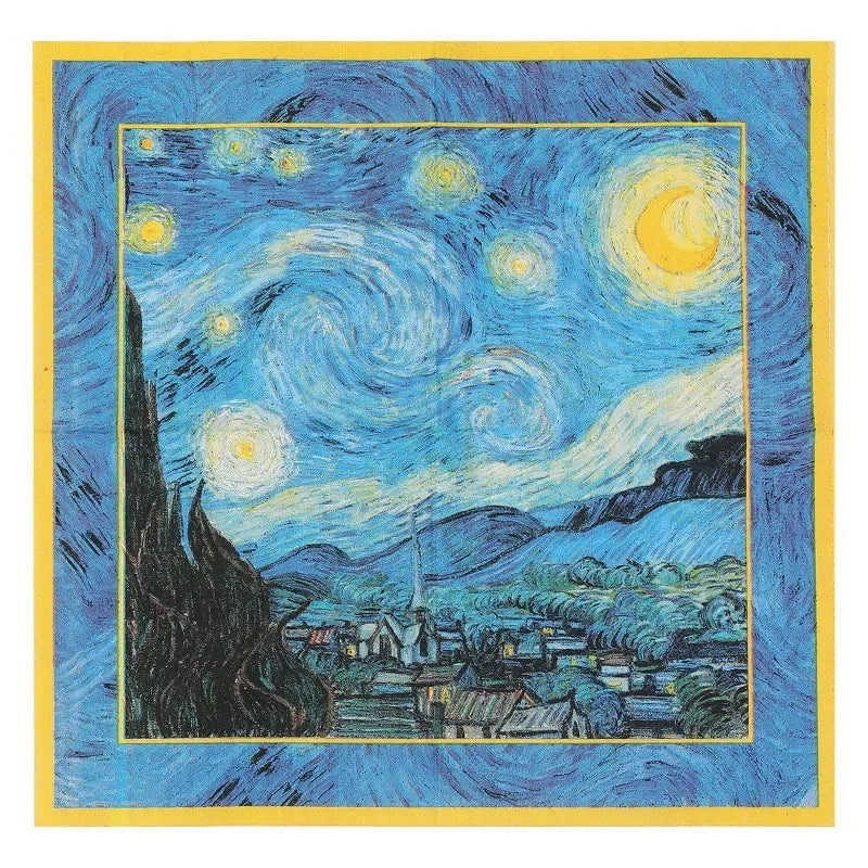 20pcs 25cm 3Layer Blue Starry Night Printed Napkins Birthday Party Disposable Atmosphere Paper DIY Decoupage Paper
