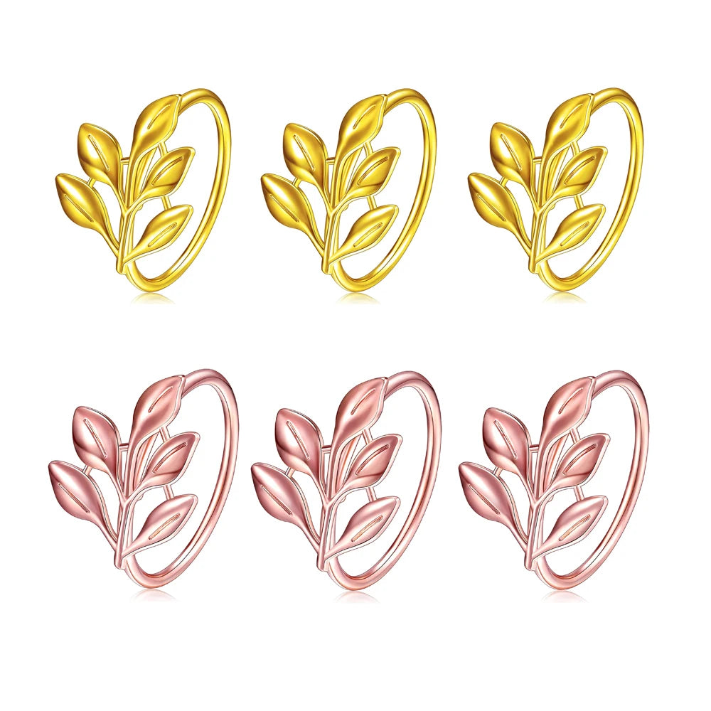 36PCS Vintage Style Leaf Napkin Ring Elegant Tricolor Leaf Napkin Buckle Birthday Wedding Party Banquet Table Decoration