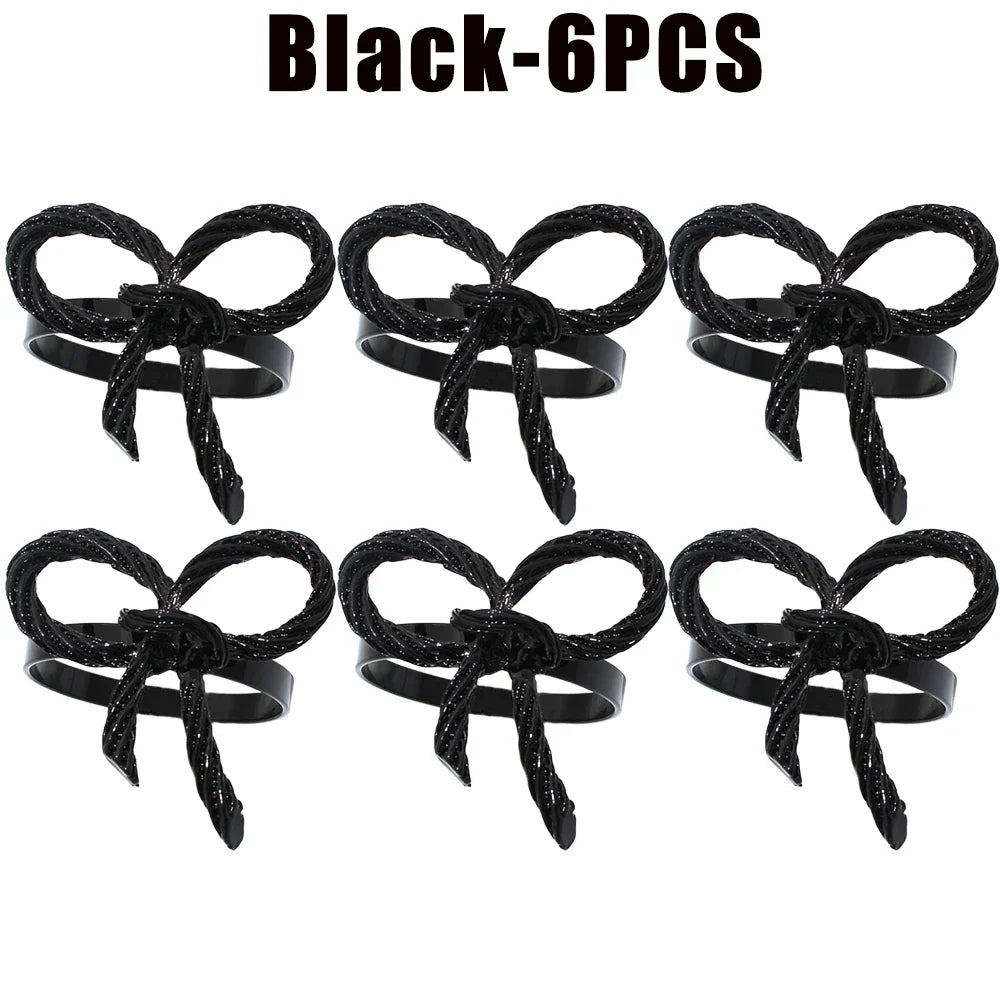 Alloy Bow Tie Napkin Rings Elegant Table Decor for Wedding Banquet Dinner Parties Reusable Metal Holders Gatherings Accessories