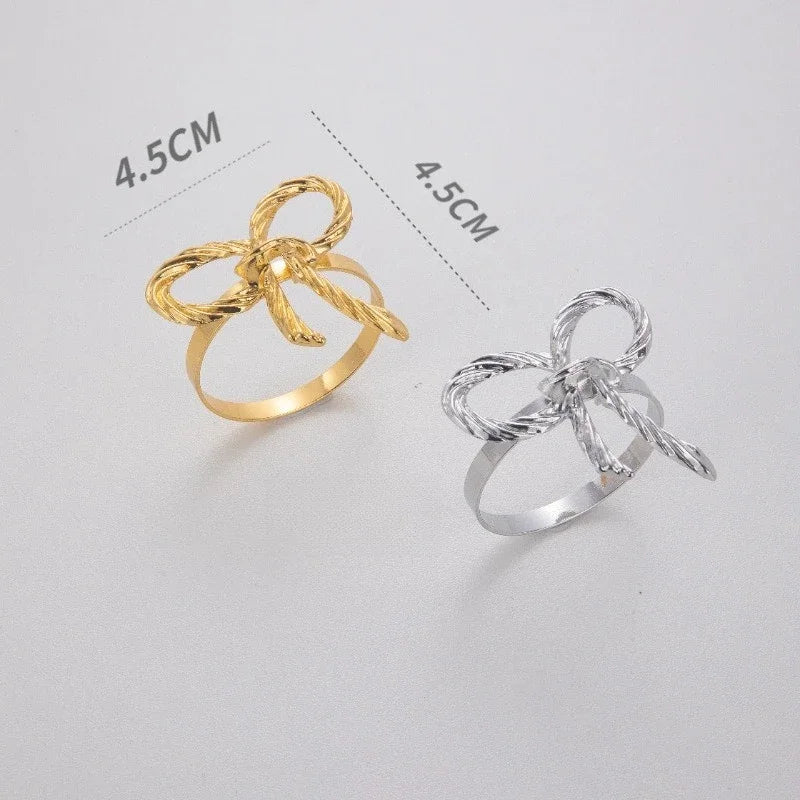 Alloy Bow Tie Napkin Rings Elegant Table Decor for Wedding Banquet Dinner Parties Reusable Metal Holders Gatherings Accessories