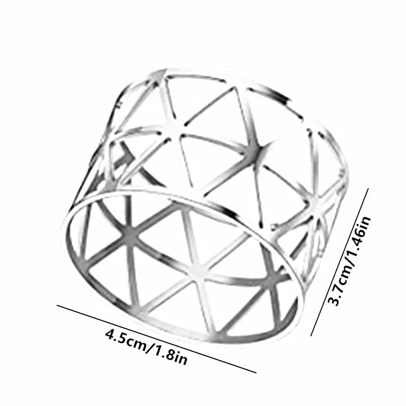 12pcs Back Pattern Wedding Napkin Rings Table Decoration Hollow Out Family Gatherings Everyday Use Napkin Buckle Holder