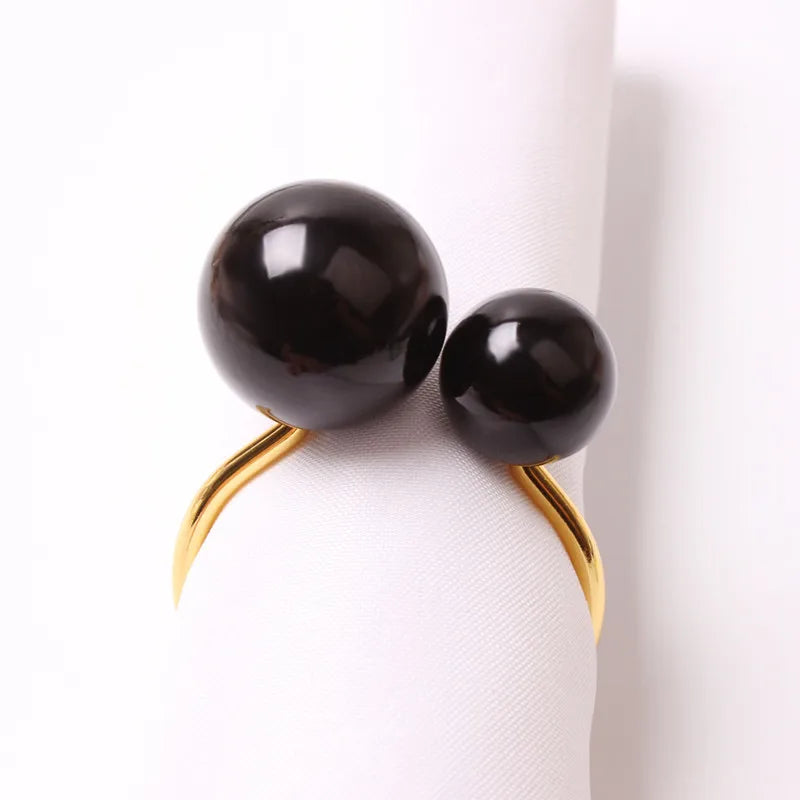 6PCS Napkin Rings For Table Decoration Highlighted Pearls Napkin Holders for Dining Room Birthday Wedding Dinner Table Decor