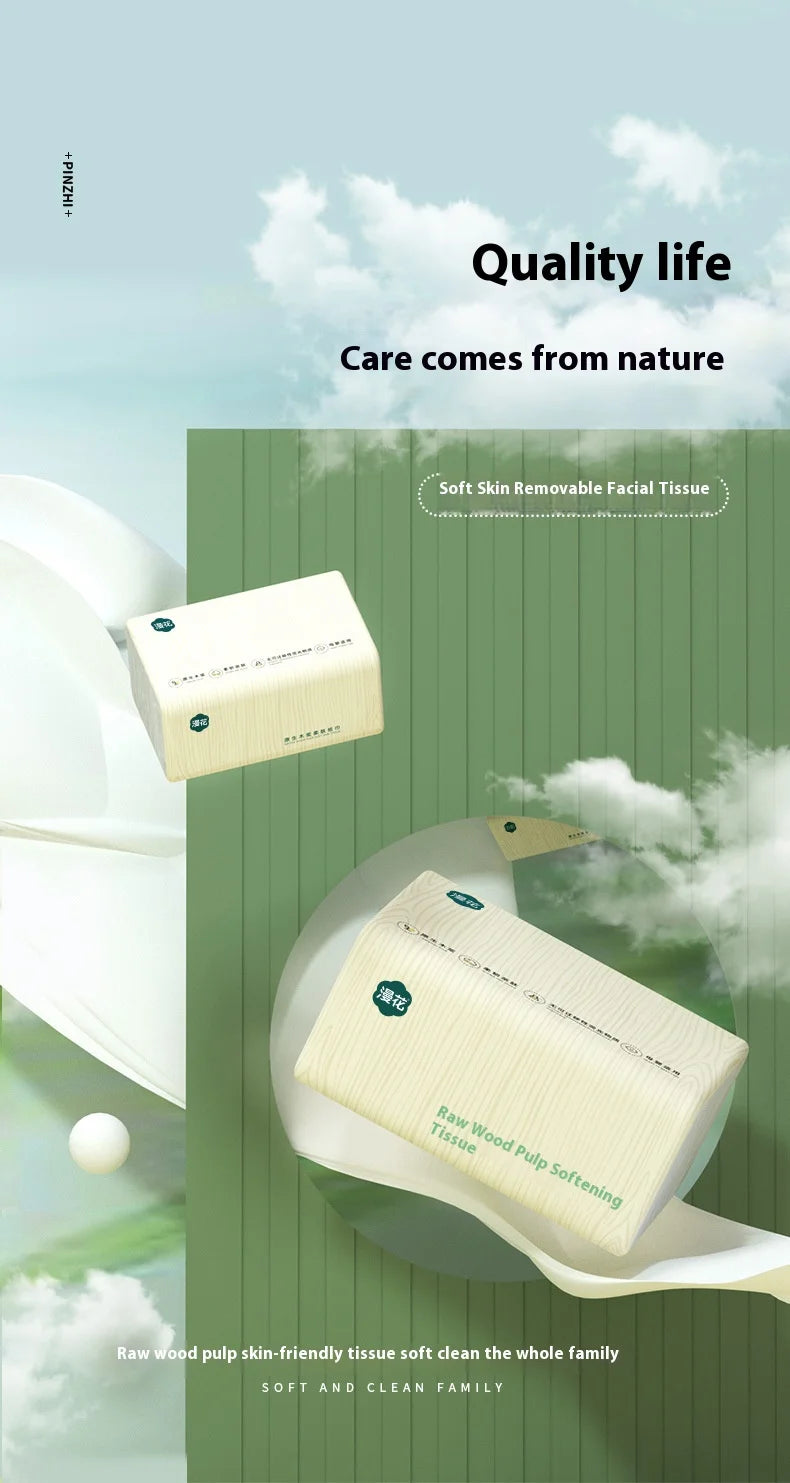 10 Packs of Extractable Napkins Five Layers of Thickened Log Paper Towels Wet and Dry Mother and Baby Applicable Soft Napkins