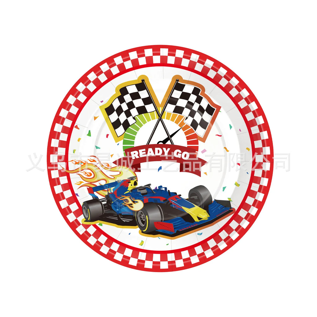 Racing Themed Boy Birthday Party Disposable Tableware Paper Cup Plate Napkin Tablecloth For Kids Baby Shower Decoration Supplies