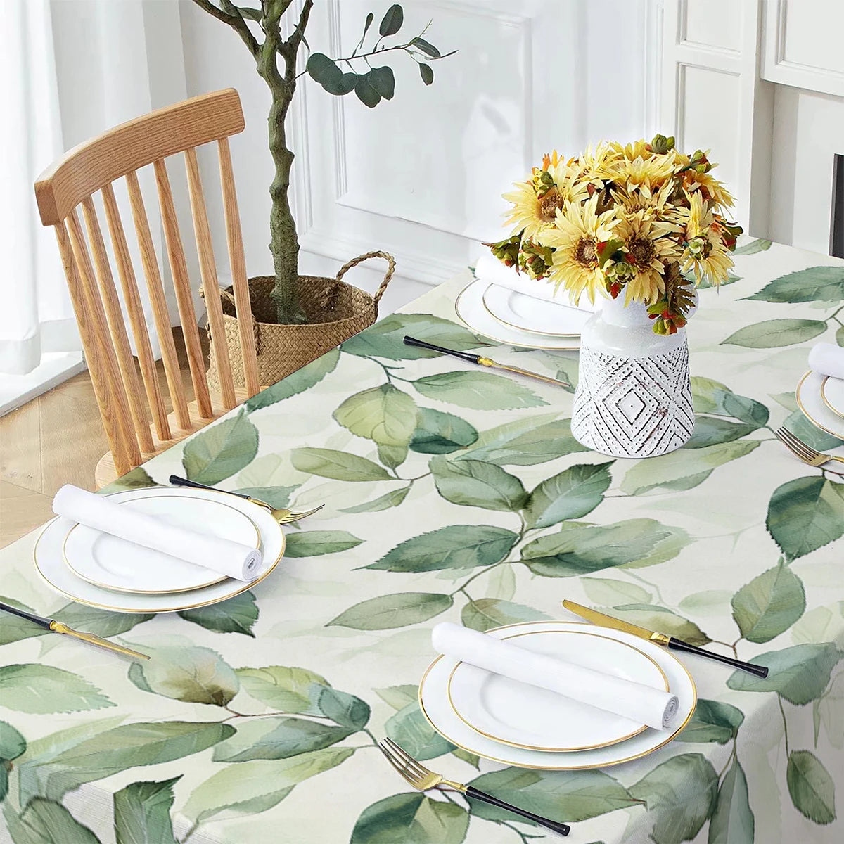 Floral Leaves Palm Leaves Printing Rectangular Waterproof Tablecloths for Table Party Decoration Dining TablesCover Manteles