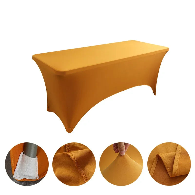 6FT 8FTSpandex Tablecloth High Stretch Wedding Hotel Birthday Table Cover for 4ft 5ft 6ft 8ft Folding Table Cocktail Tablecloth