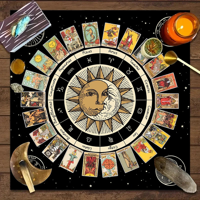 1pc Tarot card tablecloth, twelve constellations divination, starry sky altar cloth, Tarot card game decoration tablecloth