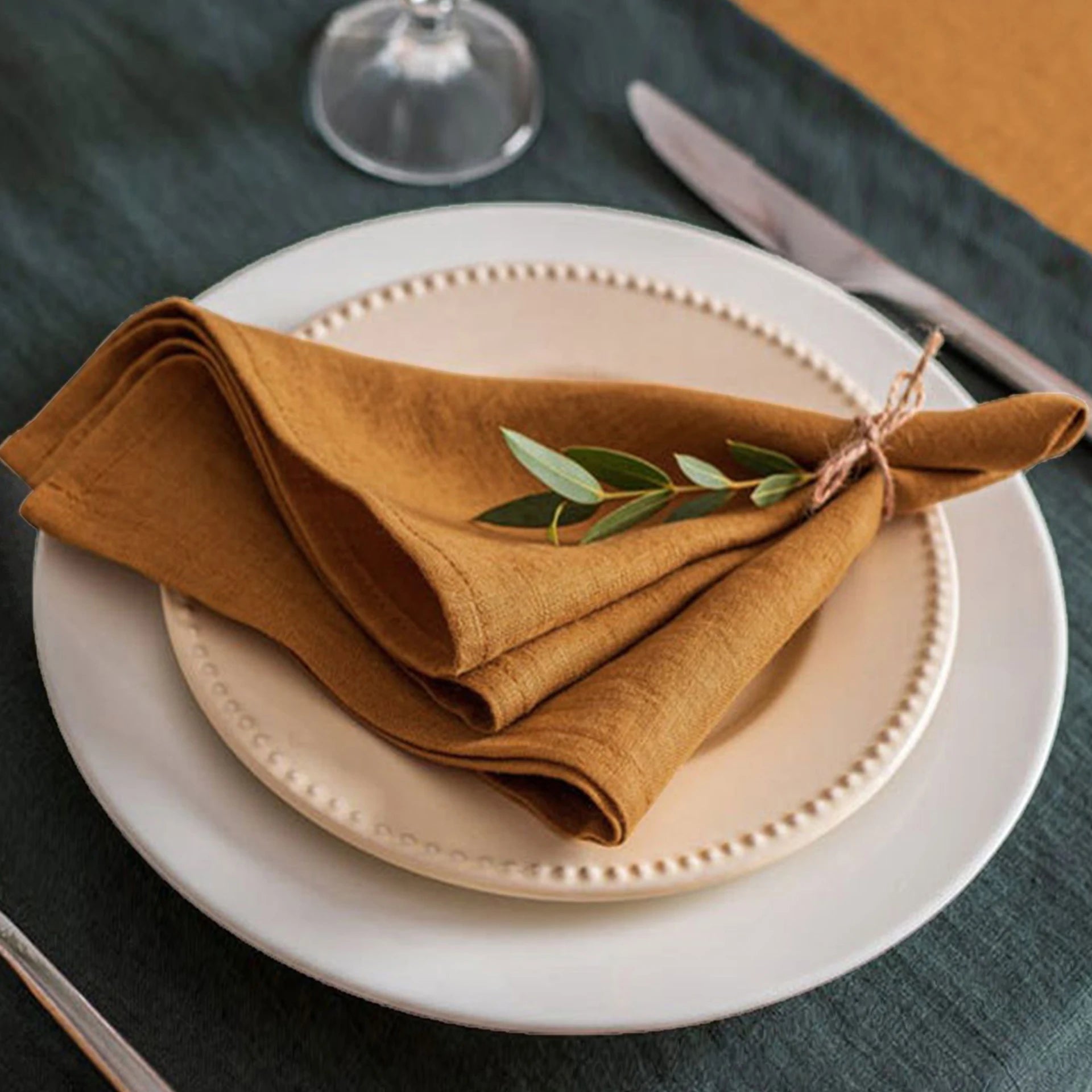 Set Of 6 40x40cm Table Cloth Napkins Durable Polyester Thicken Placemat Reusable for Kitchen Dining  Wedding Decoration