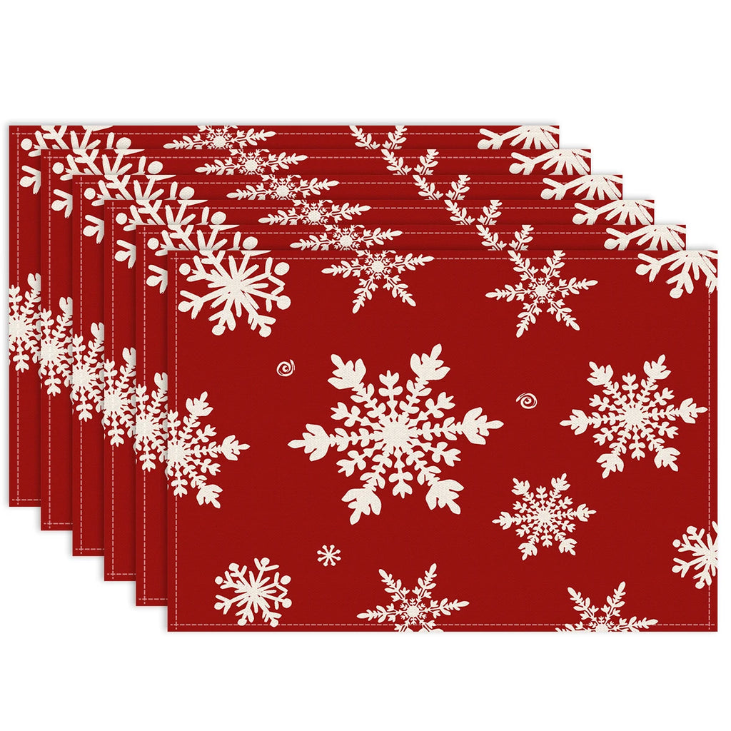 1/4/6pcs Christmas red snowflakes, Christmas tree design placemats, Christmas family party table decoration placemats,