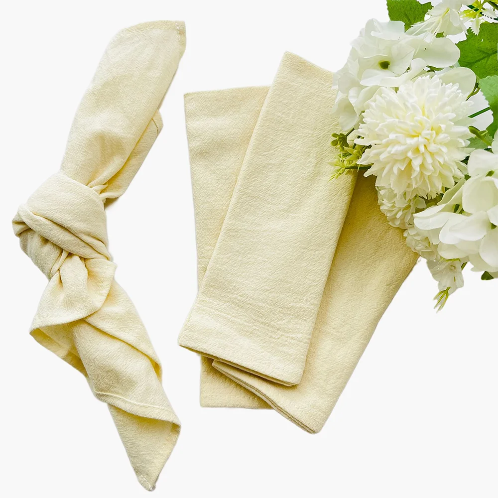 4PCS Cream Napkins 100% Cotton Cloth Napkins Dinner Table Napkins Serviettes Soft Washable Reusable Weddings Parties Restaurant