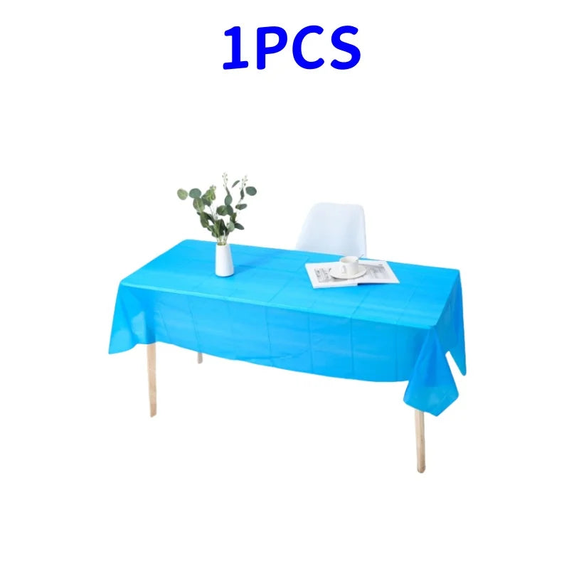 1pc Reusable Tablecloths 137x183cm BPA Free Plastic Dining Table Cover Cloth for Parties Picnic Camping Disposable Tablecloths