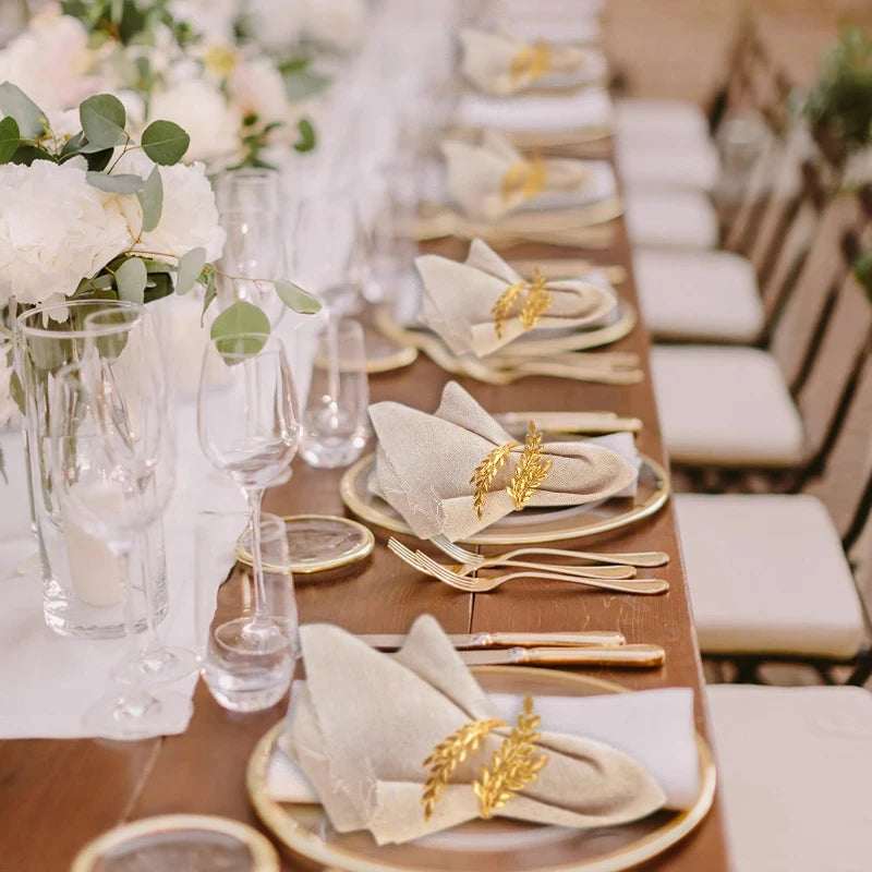 Gold Leaf Napkin Ring Buckles for Wedding Birthday Party Dinnig Table Decoration Christmas Thanksgiving Napkin Holder 1/6/12p