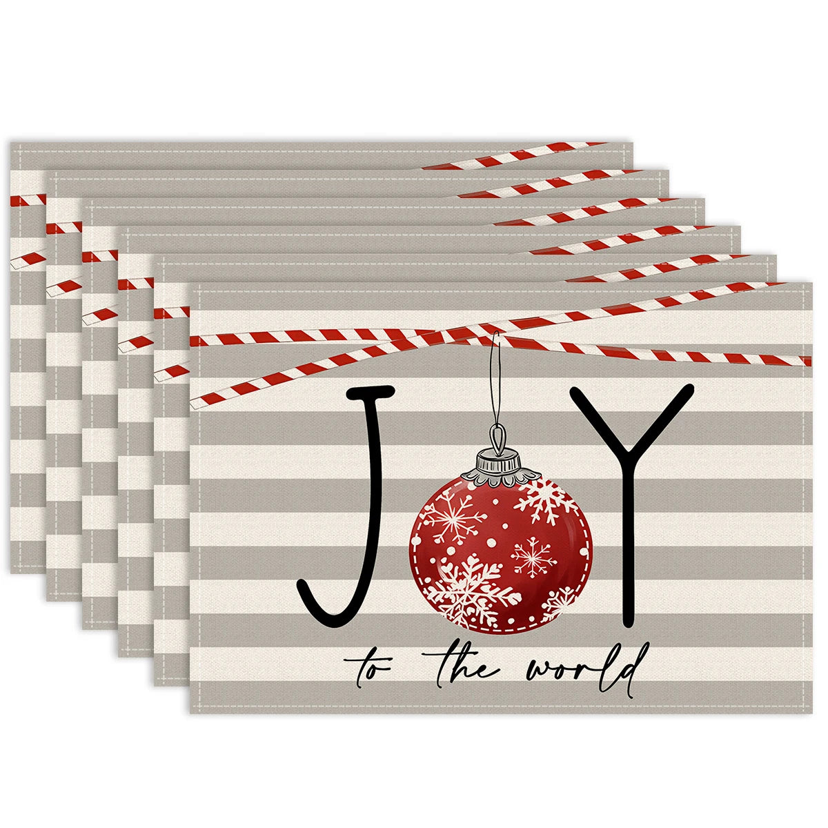 1/4/6pcs Christmas placemat, retro Christmas tree snowflake pattern dining table anti slip insulation mat, Christmas decoration