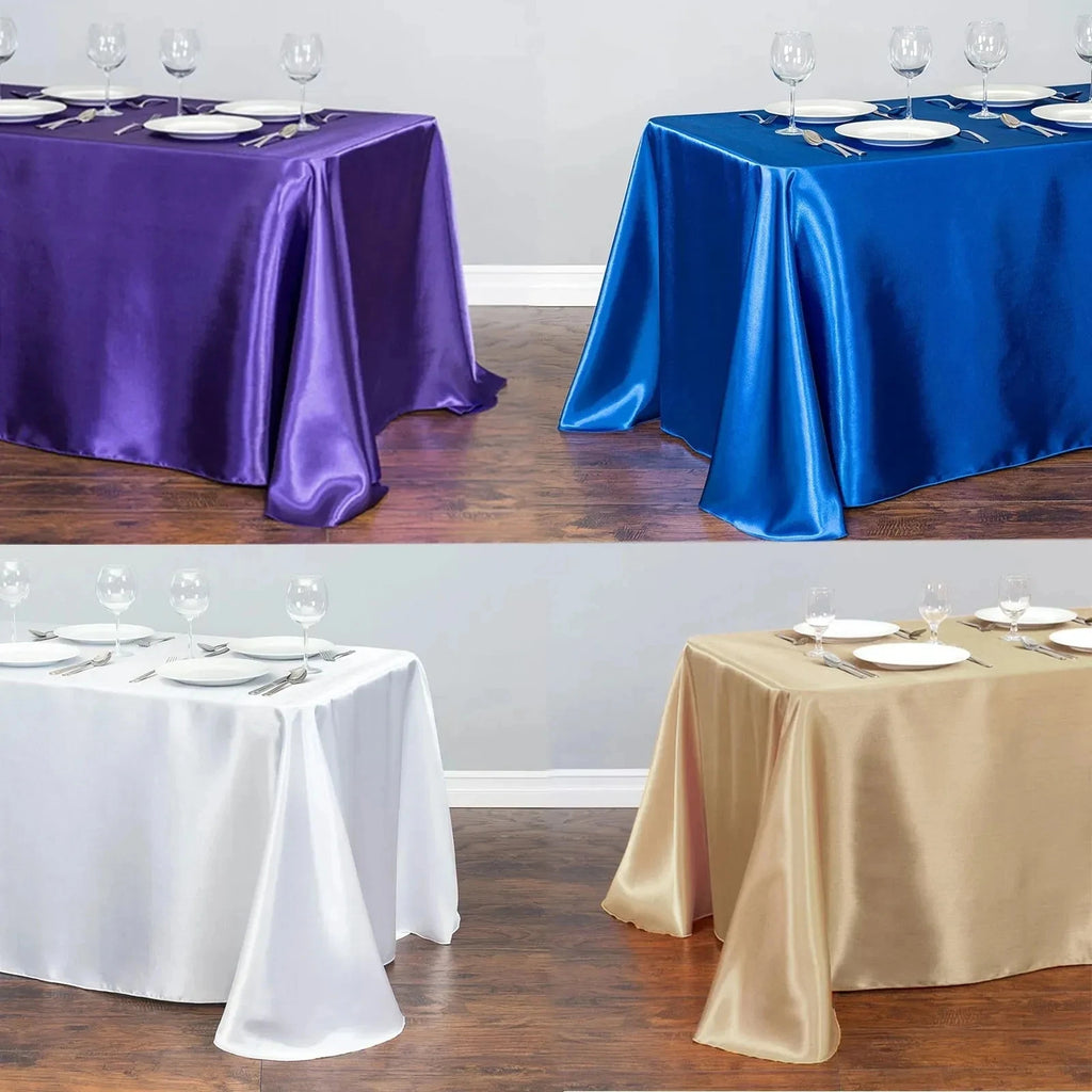 Solid Color Satin Table Cloth Tablecloth Table Cover Overlay For Birthday Wedding Banquet Restaurant Festival Party Supply