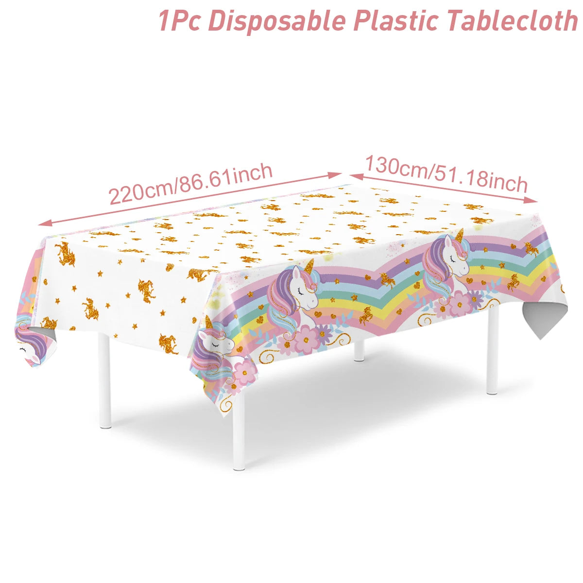 Rainbow Unicorn PE Tablecloth Happy Unicorn Theme Birthday Party Decorations Kids Favors Table Cover Girls Baby Shower Supplies