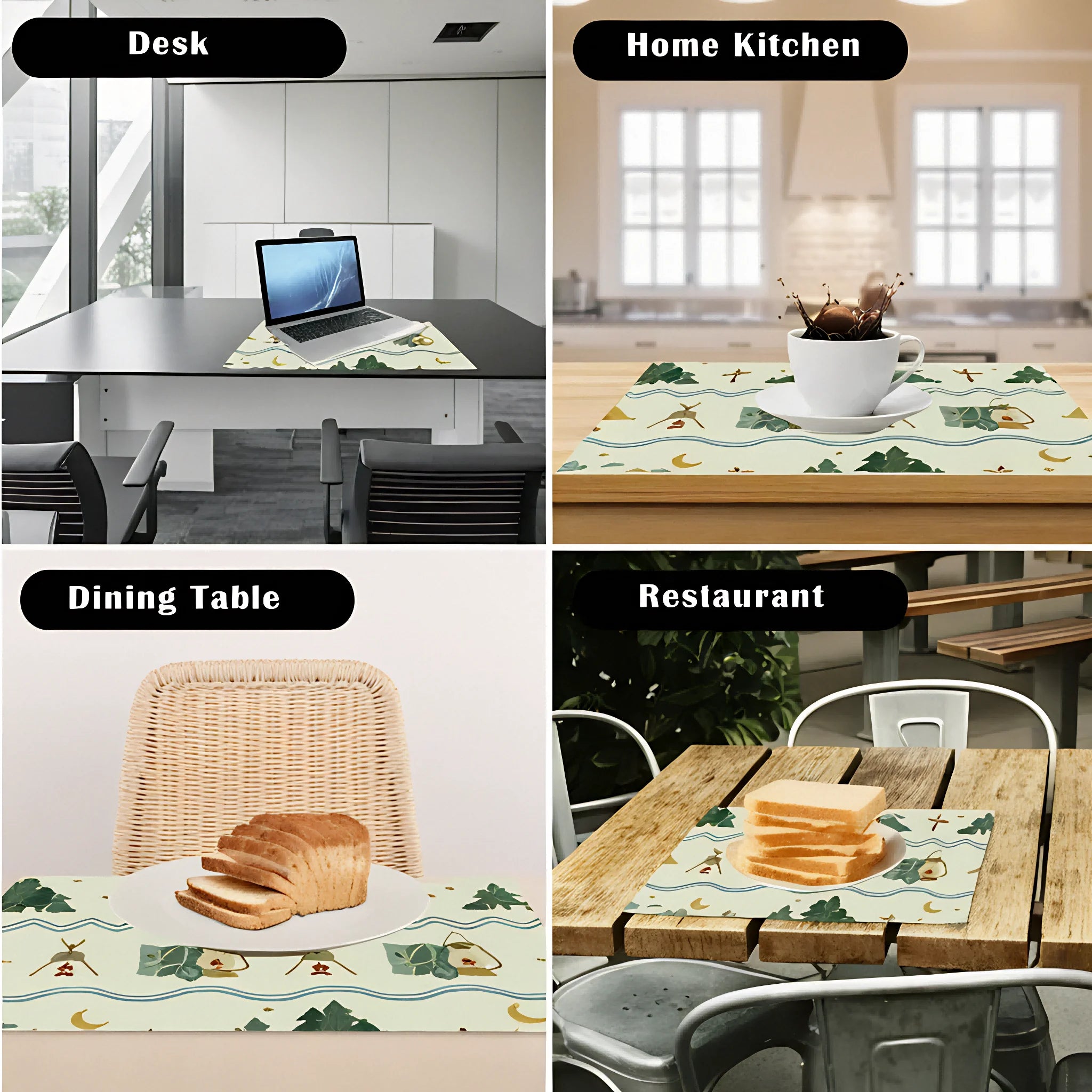 VIKAMA Christmas snowman placemats for festive decoration, waterproof and heat-resistant for restaurants, cafes and picnics