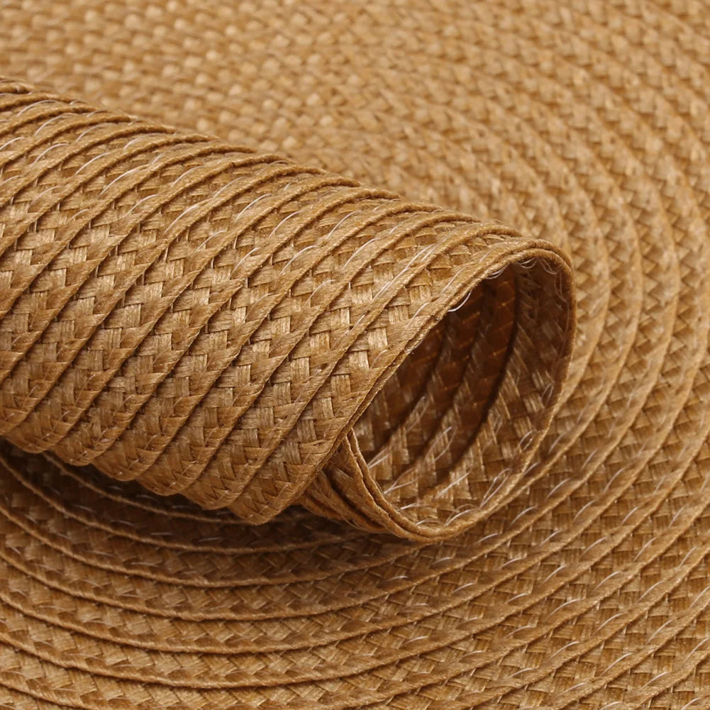 Set of 12 Round Braided Table Mat Washable Placemats Non Slip Heat Resistant for Kitchen Dining Tables Pad With Cup Coasters