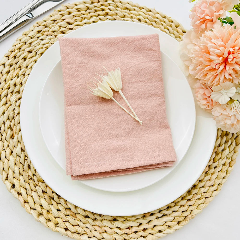 4PCS Cream Napkins 100% Cotton Cloth Napkins Dinner Table Napkins Serviettes Soft Washable Reusable Weddings Parties Restaurant