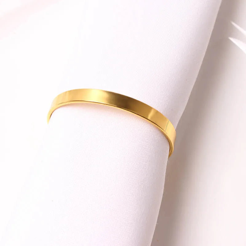 50pcs/lot Golden Napkin Rings Simple Serviette Holder For Wedding Party Banquet Adornment