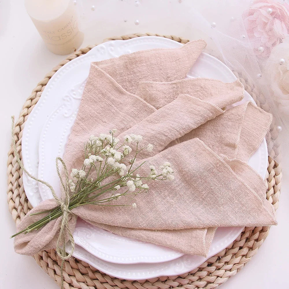 10pcs Cotton Cloth Napkins Gauze Fabric Blue 30x30cm for Wedding Party Birthday Tea Towel Table Baby Shower Christmas Napkins