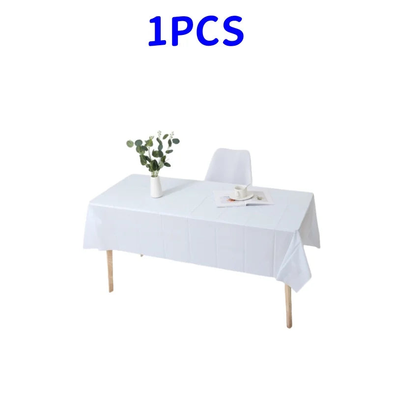 1pc Reusable Tablecloths 137x183cm BPA Free Plastic Dining Table Cover Cloth for Parties Picnic Camping Disposable Tablecloths