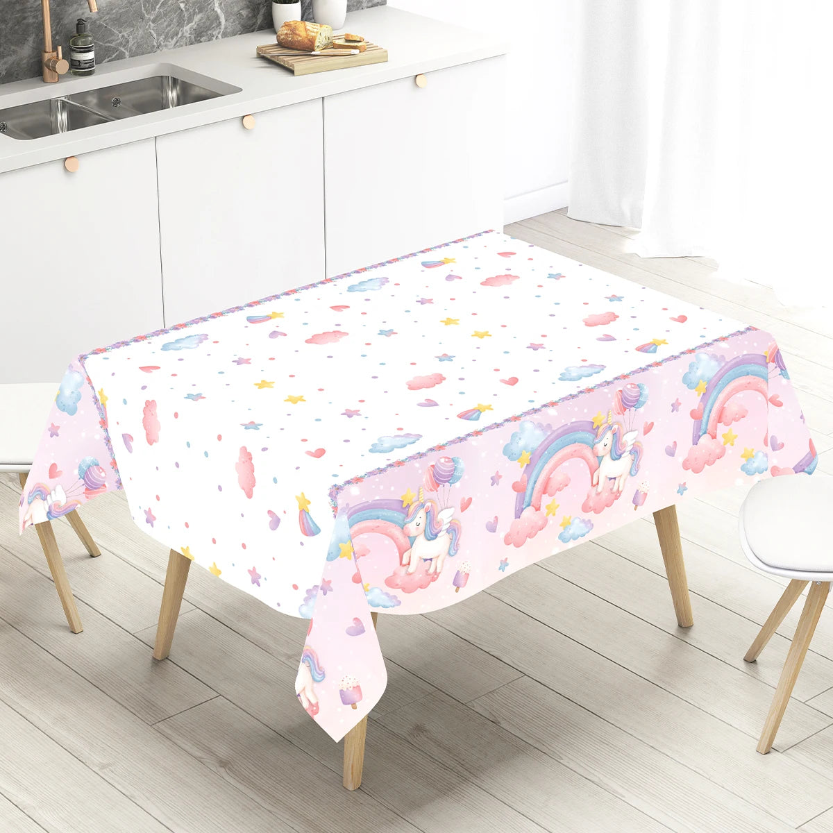Rainbow Unicorn PE Tablecloth Happy Unicorn Theme Birthday Party Decorations Kids Favors Table Cover Girls Baby Shower Supplies