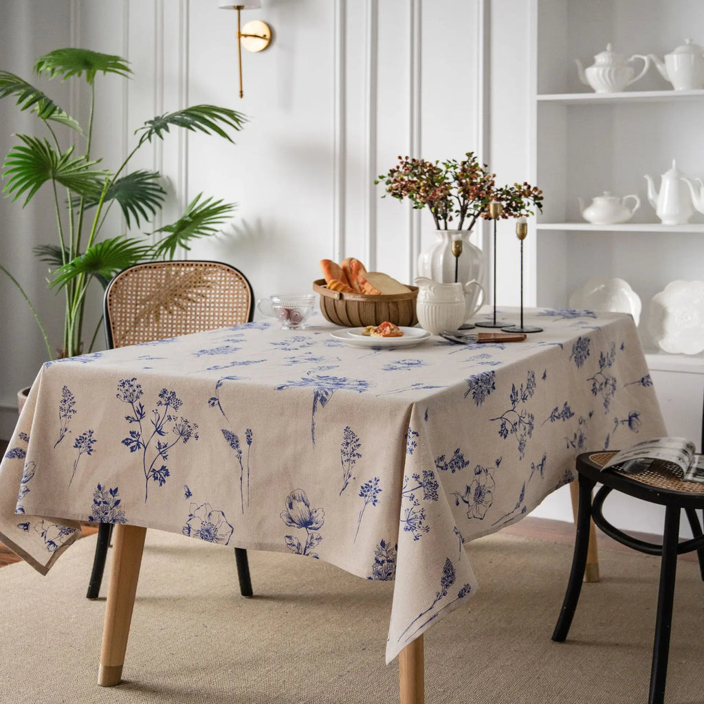 Cotton Linen Printed Pine Rectangular Fitted Tablecloth for mantel mesa party wedding kitchen dining decor table met cover