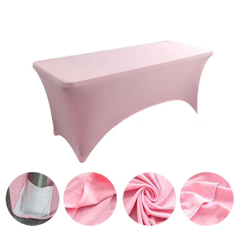 6FT 8FTSpandex Tablecloth High Stretch Wedding Hotel Birthday Table Cover for 4ft 5ft 6ft 8ft Folding Table Cocktail Tablecloth
