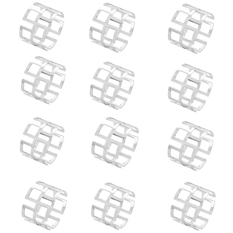 12pcs Back Pattern Wedding Napkin Rings Table Decoration Hollow Out Family Gatherings Everyday Use Napkin Buckle Holder