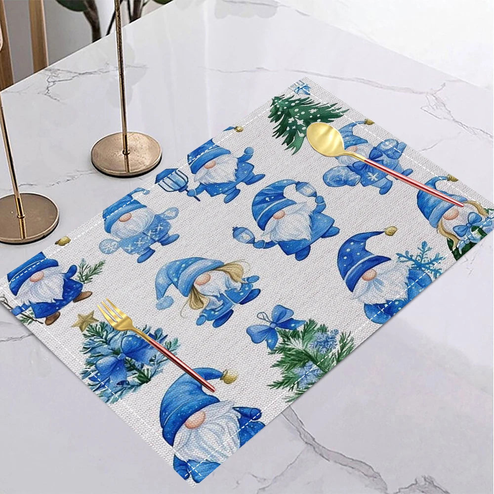 4/6/8Pcs Christmas Placemats Decorative Holiday Table Pad Seasonal Xmas Decor Farmhouse Indoor Vintage Table Mat Deor