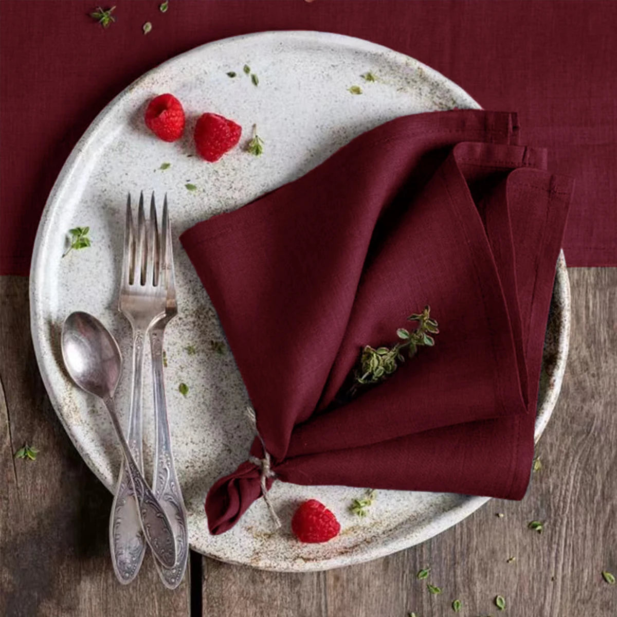 Set Of 6 40x40cm Table Cloth Napkins Durable Polyester Thicken Placemat Reusable for Kitchen Dining  Wedding Decoration