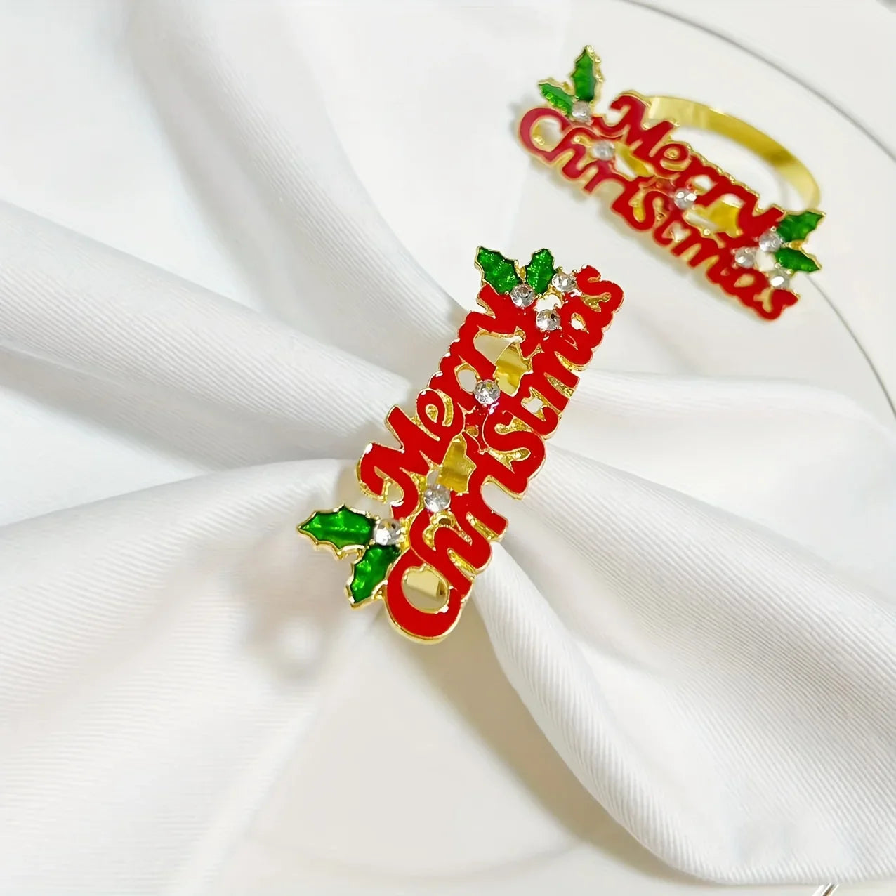 Holiday Christmas Thanksgiving Napkin Ring Holder Decorative Napkin Holder for Family Table Dinner Holiday Table Setting