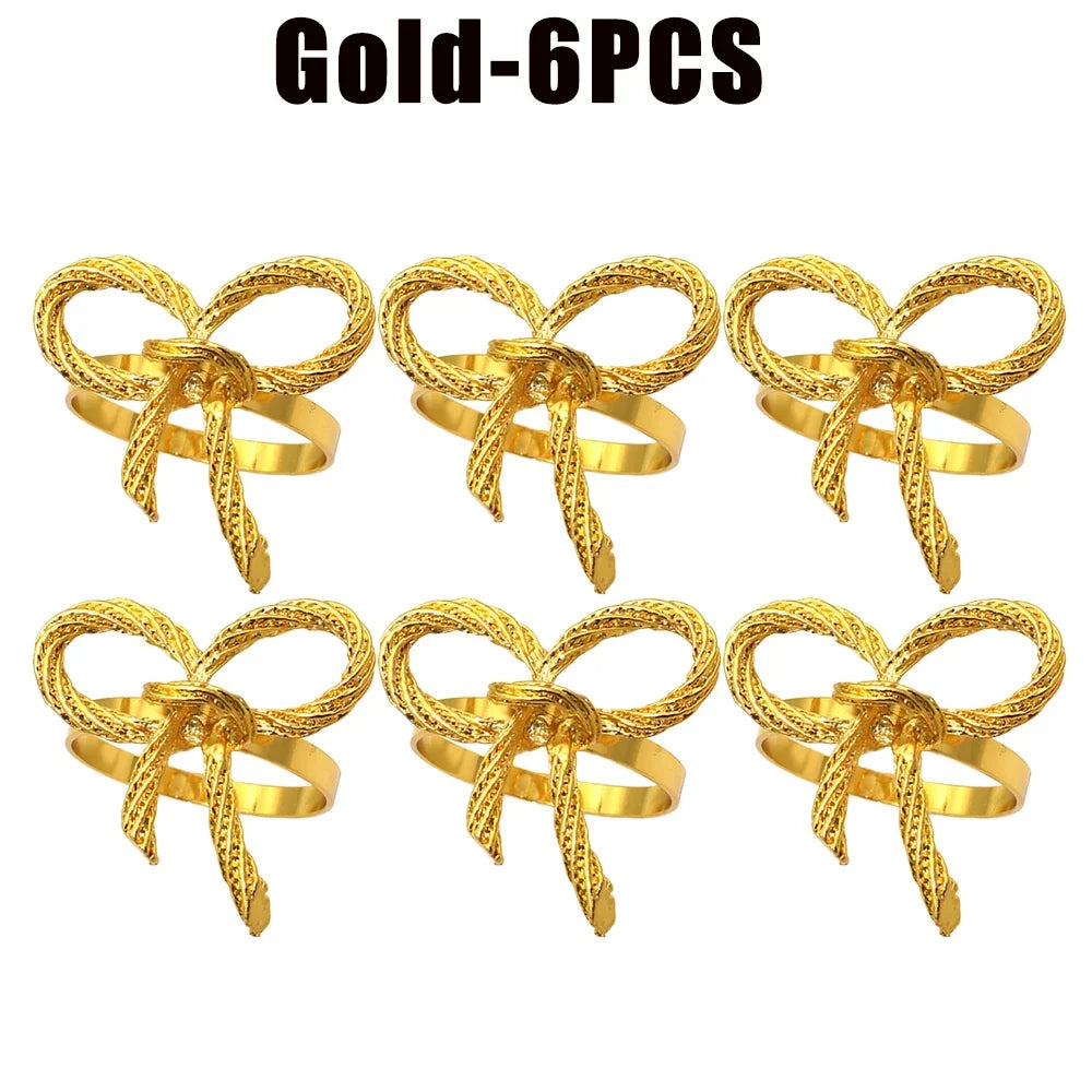 Alloy Bow Tie Napkin Rings Elegant Table Decor for Wedding Banquet Dinner Parties Reusable Metal Holders Gatherings Accessories