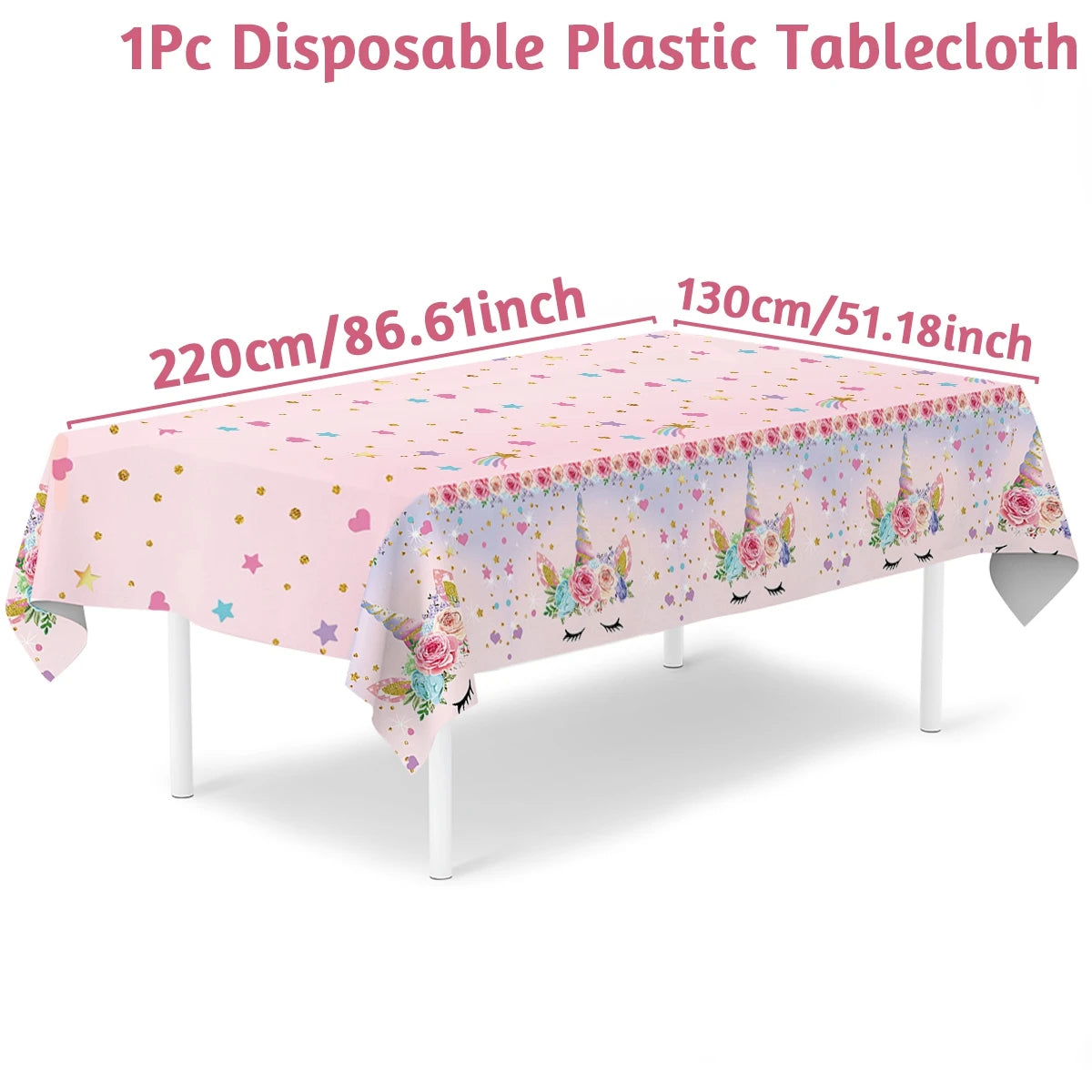 Rainbow Unicorn PE Tablecloth Happy Unicorn Theme Birthday Party Decorations Kids Favors Table Cover Girls Baby Shower Supplies