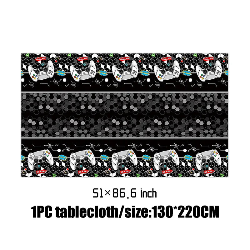 Video Game Birthday Party Favors New Paper Black White Blue Tableware Happy Birthday Plates Napkins Background Decorations Kits