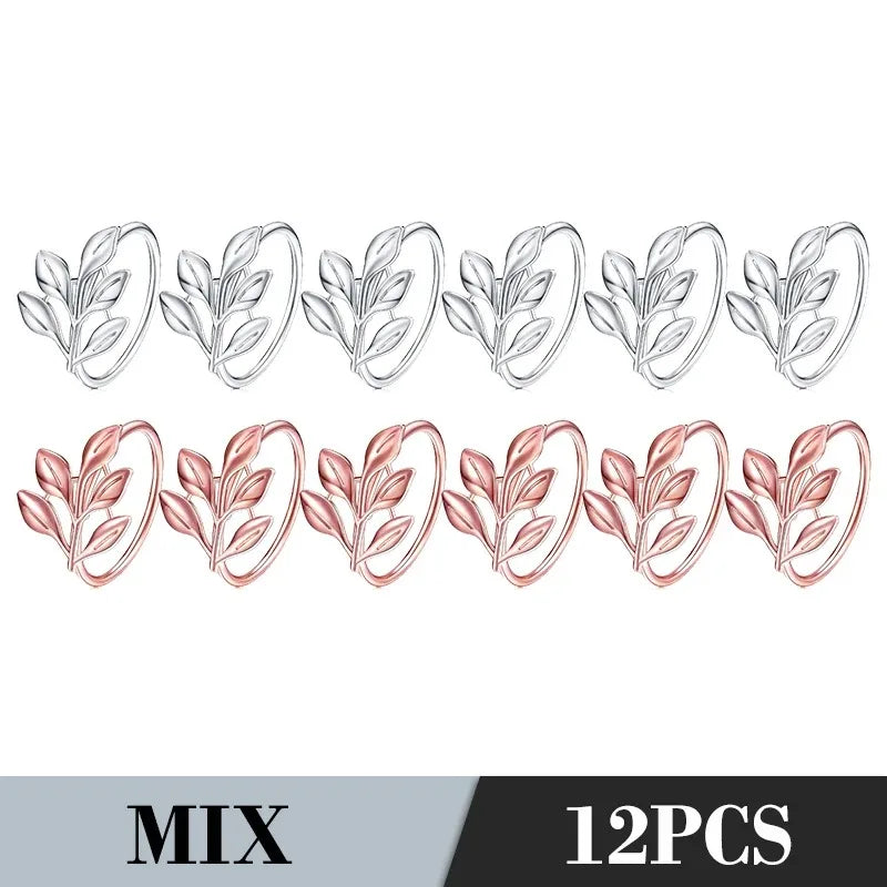 36PCS Vintage Style Leaf Napkin Ring Elegant Tricolor Leaf Napkin Buckle Birthday Wedding Party Banquet Table Decoration