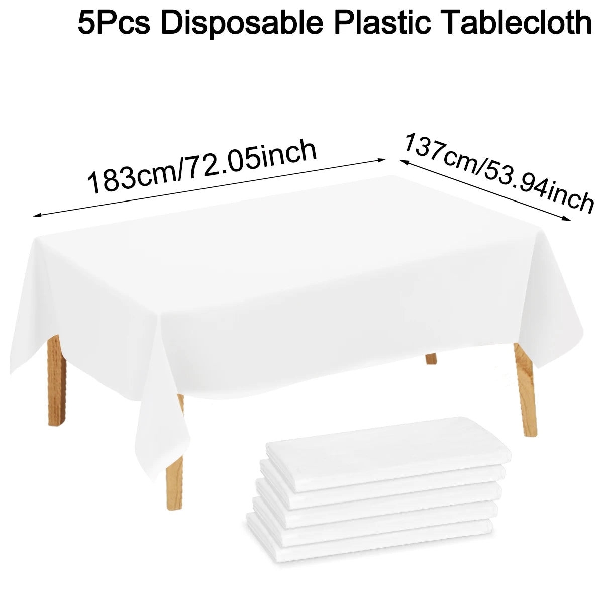 183×137cm Solid White Tablecloth Disposable Plastic Table Covers for Birthday Party Wedding Decoration Home Dinning Table Decor