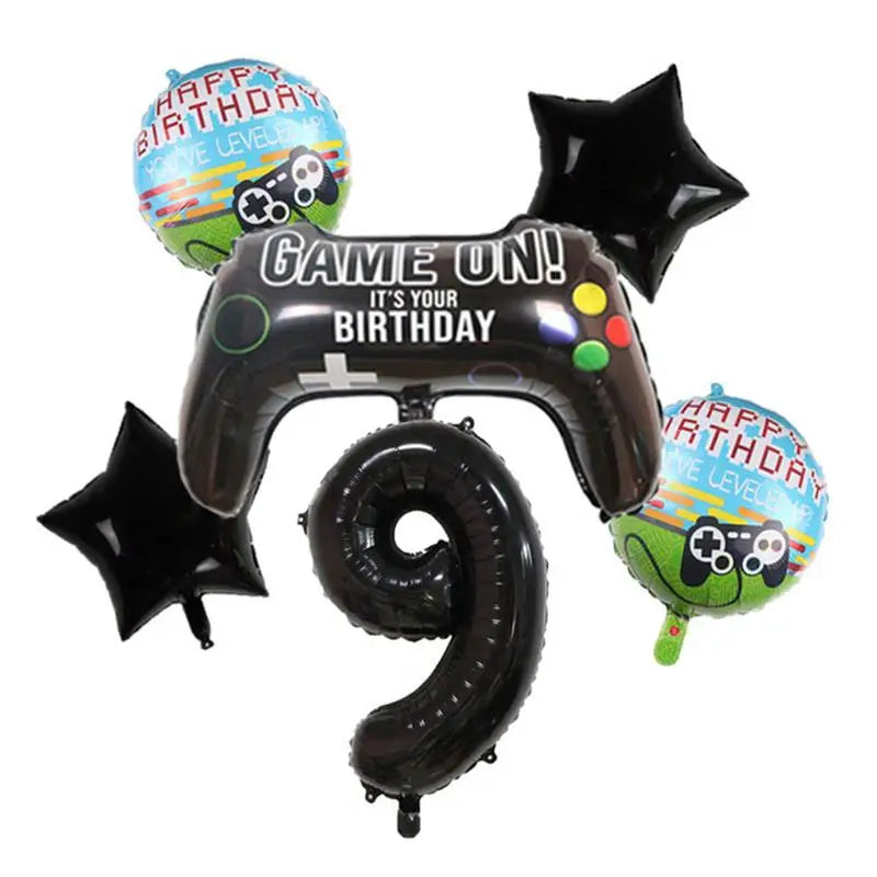 Video Game Birthday Party Favors New Paper Black White Blue Tableware Happy Birthday Plates Napkins Background Decorations Kits